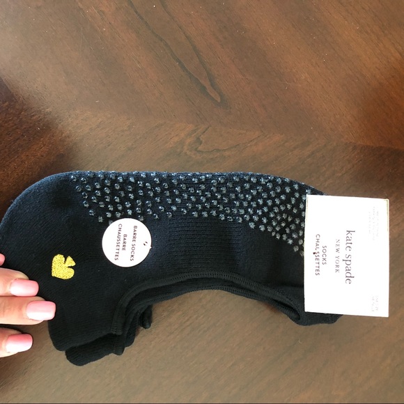 kate spade Accessories - NWT Kate Spade 2 pair anti-slip grip no slow black barre socks